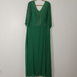 Turkish Tajik Uzbek Afghan Elegant Green Party Dress